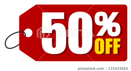 Discount label for 50% off sale Discount label for 50% off sale 135424884