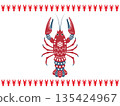 Scandinavian-style crayfish illustration vector material 135424967