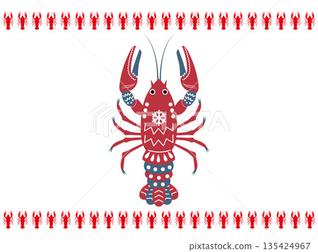 Scandinavian-style crayfish illustration vector material 135424967