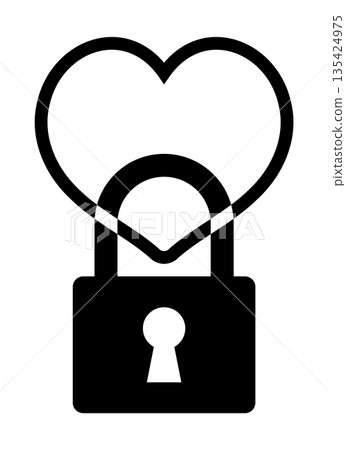 Padlock and heart ring icon 135424975