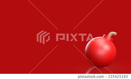 Red Bomb Representing Imminent Danger and High Risk Crisis Concept 3d render. 135425183