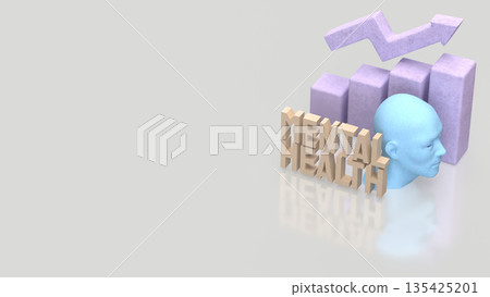 Mental Health Growth Concept with Mind Balance and Positive Progress 3d render. Mental Health Growth Concept with Mind Balance and Positive Progress 3d render. 135425201