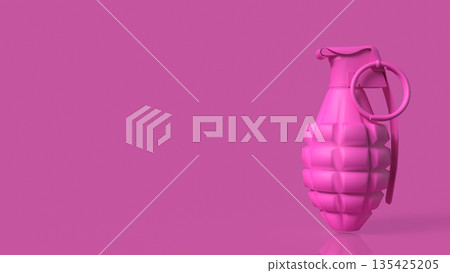 Pink Hand Grenade on Minimal Background Concept of Pop Art Danger 3d render. Pink Hand Grenade on Minimal Background Concept of Pop Art Danger 3d render. 135425205