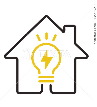 家庭用電。燈泡、節能和電費帳單圖示。 135425213