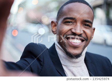 African business man, selfie and street portrait in city with smile, happy or outdoor on social media app. Young black businessman, profile picture and photography on metro road, traffic or blog post African business man, selfie and street portrait in city with smile, happy or outdoor on social media app. Young black businessman, profile picture and photography on metro road, traffic or blog post 135425974