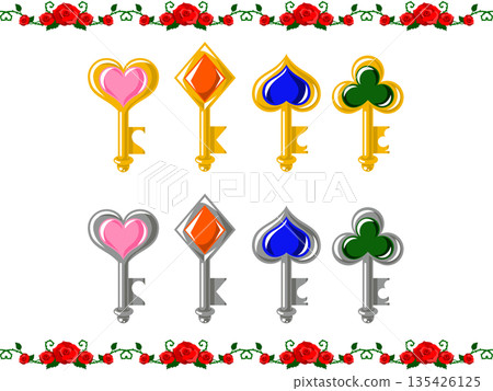 彩色撲克牌鑰匙 135426125