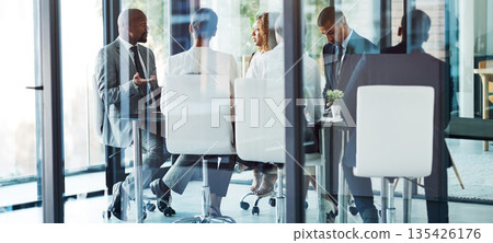 Teamwork, workshop and meeting with business people in office for project management, review and brainstorming. Corporate, collaboration and strategy with employee group in glass boardroom for talk Teamwork, workshop and meeting with business people in office for project management, review and brainstorming. Corporate, collaboration and strategy with employee group in glass boardroom for talk 135426176