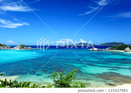 Summer Okinawa Tokashiki Island scenery Aharen Beach 135427965