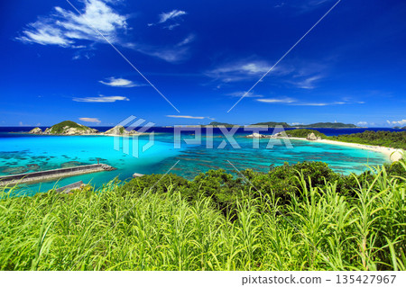 Summer Okinawa Tokashiki Island scenery Aharen Beach 135427967