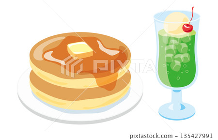 蜜瓜奶油蘇打和熱煎餅咖啡館菜單 135427991