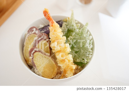 Bowl of rice and fried fish Bowl of rice and fried fish 135428017