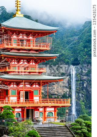 Kumano Seiganto-ji Temple Three-story Pagoda and Nachi Falls Kumano Seiganto-ji Temple Three-story Pagoda and Nachi Falls 135428175