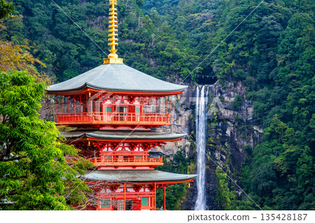 Kumano Seiganto-ji Temple Three-story Pagoda and Nachi Falls Kumano Seiganto-ji Temple Three-story Pagoda and Nachi Falls 135428187