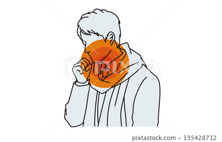 Illustration material of a businessman with a sore throat Illustration material of a businessman with a sore throat 135428712
