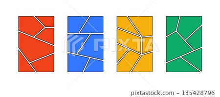 Bright comic book panel frame set. Pop art template grid page collection. 6 or 7 image collage moodboard layout pack. Vector picture mood board ideas. Storyboard design for photo, poster, manga mockup 135428796