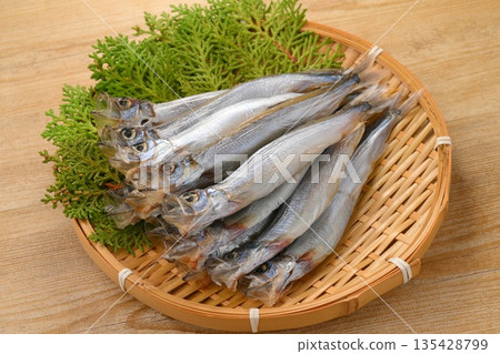 Note: Unheated and uncooked. Shishamo, shishamo, fish, ingredients. 135428799