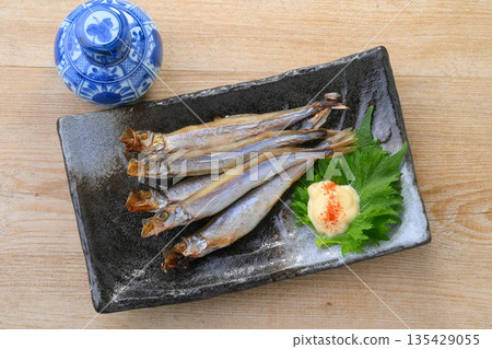 Grilled Shishamo fish. 135429055