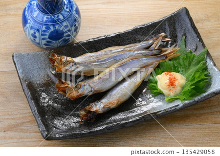 Grilled Shishamo fish. Grilled Shishamo fish. 135429058