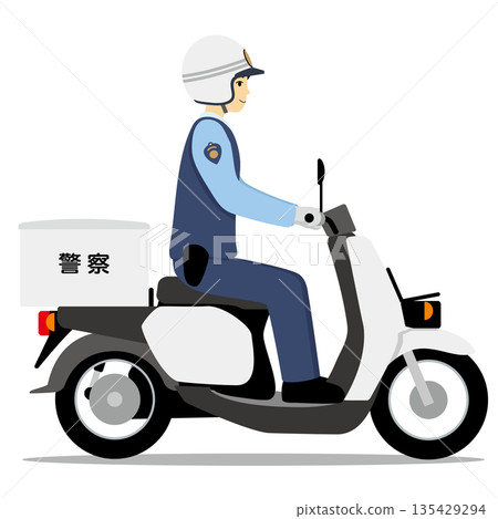 騎著踏板摩托車的警官 騎著踏板摩托車的警官 135429294