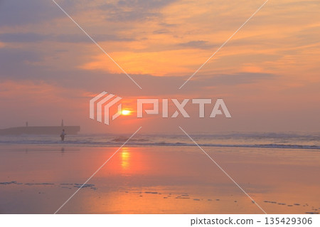 beautiful beach sunrise 135429306