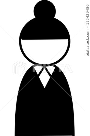 Female icon for job hunting and business - Simple silhouette illustration of office worker or student Female icon for job hunting and business - Simple silhouette illustration of office worker or student 135429486