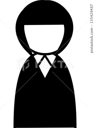 Female icon for job hunting and business - Simple silhouette illustration of office worker or student Female icon for job hunting and business - Simple silhouette illustration of office worker or student 135429487