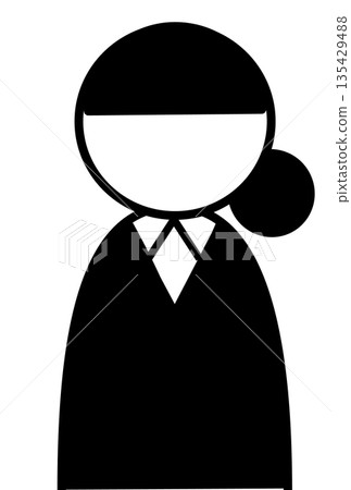 Female icon for job hunting and business - Simple silhouette illustration of office worker or student Female icon for job hunting and business - Simple silhouette illustration of office worker or student 135429488