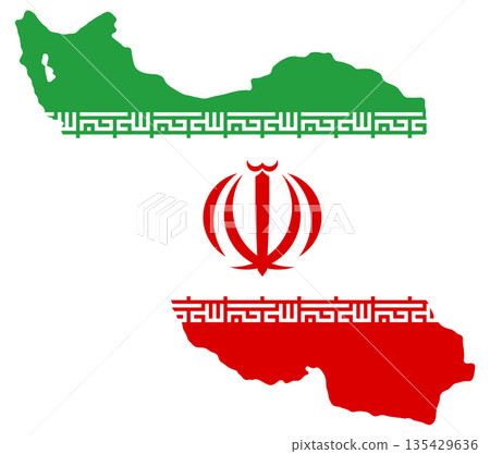 Flag of Iran, simplified shape of the map, smooth rounded, isolated 135429636