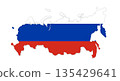 abstract flag background of Russia, simplified symbol shape of the map of Russia 135429641