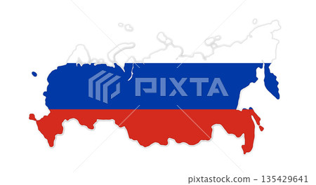 abstract flag background of Russia, simplified symbol shape of the map of Russia 135429641