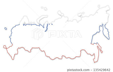 white abstract flag colors of Russia, simplified symbol shape of the map of Russia white abstract flag colors of Russia, simplified symbol shape of the map of Russia 135429642