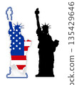 Statue of Liberty of the USA, United States of America creative abstract symbolic silhouette design, isolated 135429646