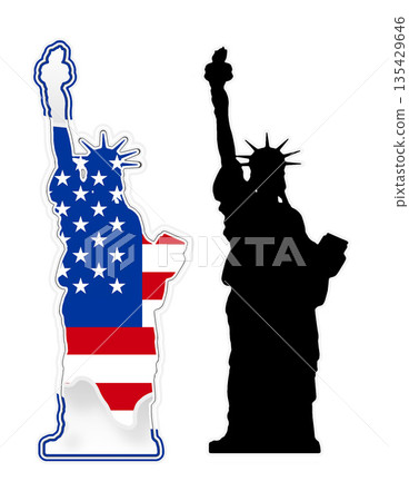 Statue of Liberty of the USA, United States of America creative abstract symbolic silhouette design, isolated Statue of Liberty of the USA, United States of America creative abstract symbolic silhouette design, isolated 135429646