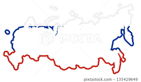 white abstract flag colors of Russia, simplified symbol shape of the map of Russia white abstract flag colors of Russia, simplified symbol shape of the map of Russia 135429649