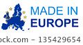 made in Europe symbol, isolated, simplified shape of the map of Europe 135429654