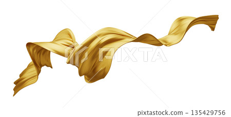 Luxury gold fabric on white background with copy space 3D render 135429756