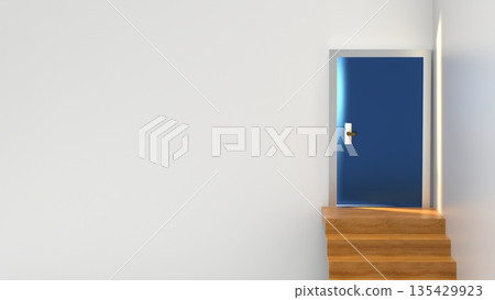 Climbing long stairs Climbing stairs aiming for a goal CG image that can be used in various situations 135429923