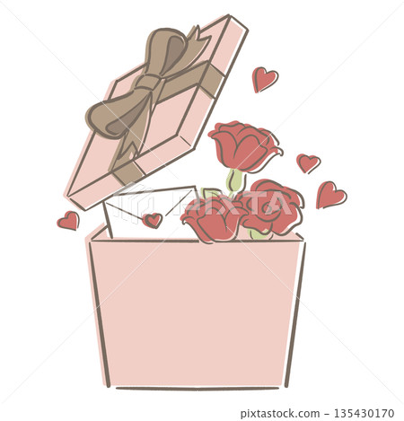 Valentine's Day gift box, pink and brown with ribbon Valentine's Day gift box, pink and brown with ribbon 135430170
