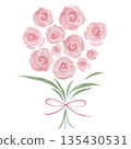 水彩粉色玫瑰花束插畫 | 溫柔優雅的花卉設計 135430531