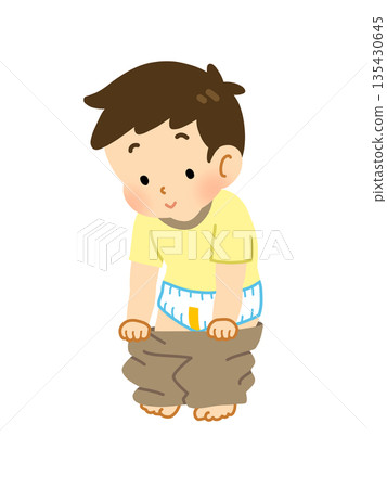 Boy changing diaper and putting on pants 135430645