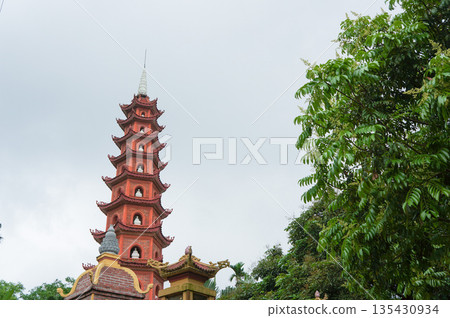A stack of identically shaped buildings in a park in Vietnam 135430934