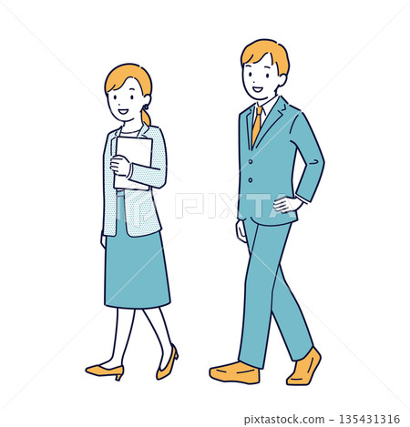 Illustration of a walking business person _ whole body Illustration of a walking business person _ whole body 135431316
