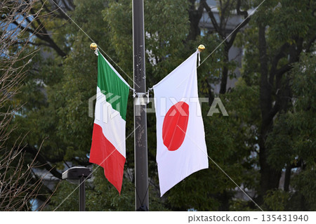 Japanese and Italian flags Japanese and Italian flags 135431940