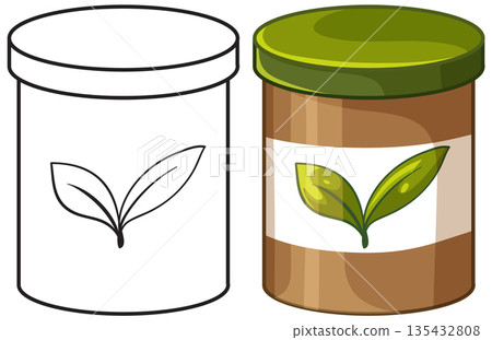 Vector Illustration of a Food Jar in Color and Outline 135432808