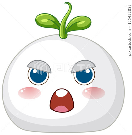 Angry White Bun Character with Green Sprout on Head Vector Illustration Angry White Bun Character with Green Sprout on Head Vector Illustration 135432855