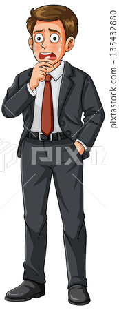 Worried Businessman in Suit Biting Fingernail Worried Businessman in Suit Biting Fingernail 135432880