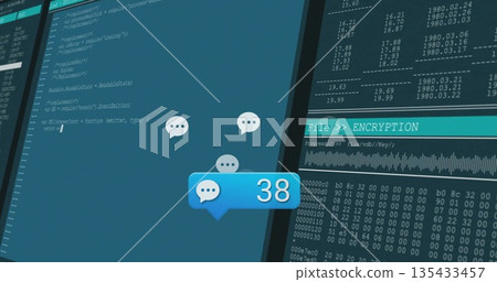 Flashing blue notification badge and chat icons on developer UI, with code editor and data panel Flashing blue notification badge and chat icons on developer UI, with code editor and data panel 135433457