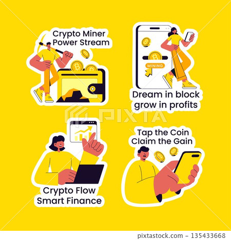 Label Design Featuring Cryptocurrency Wallet Trading With Flat Cartoon Hand Drawn Illustration Label Design Featuring Cryptocurrency Wallet Trading With Flat Cartoon Hand Drawn Illustration 135433668