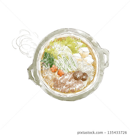 Illustration of yosenabe drawn by watercolor Illustration of yosenabe drawn by watercolor 135433726