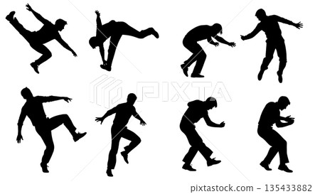 Black Solid Lindy Hop Silhouettes Set of Six on White Background Black Solid Lindy Hop Silhouettes Set of Six on White Background 135433882